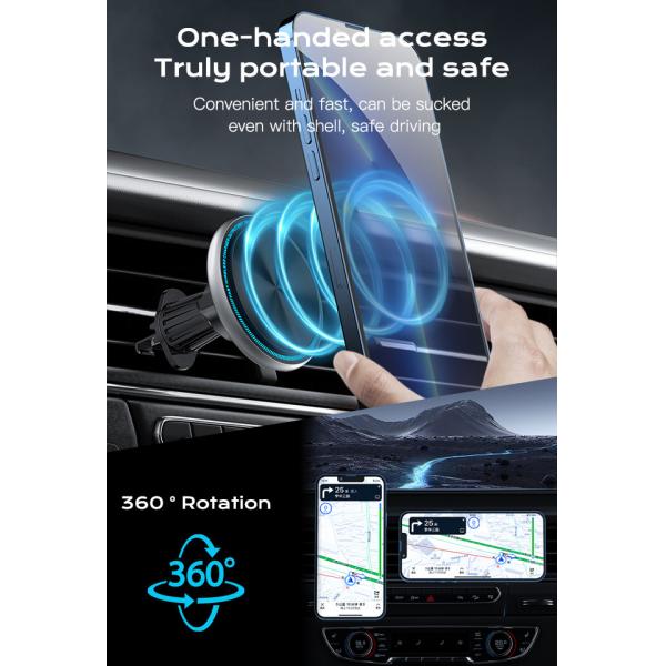 Running Light Wireless Magnetic Car Charger Customizable Flexible Mounting