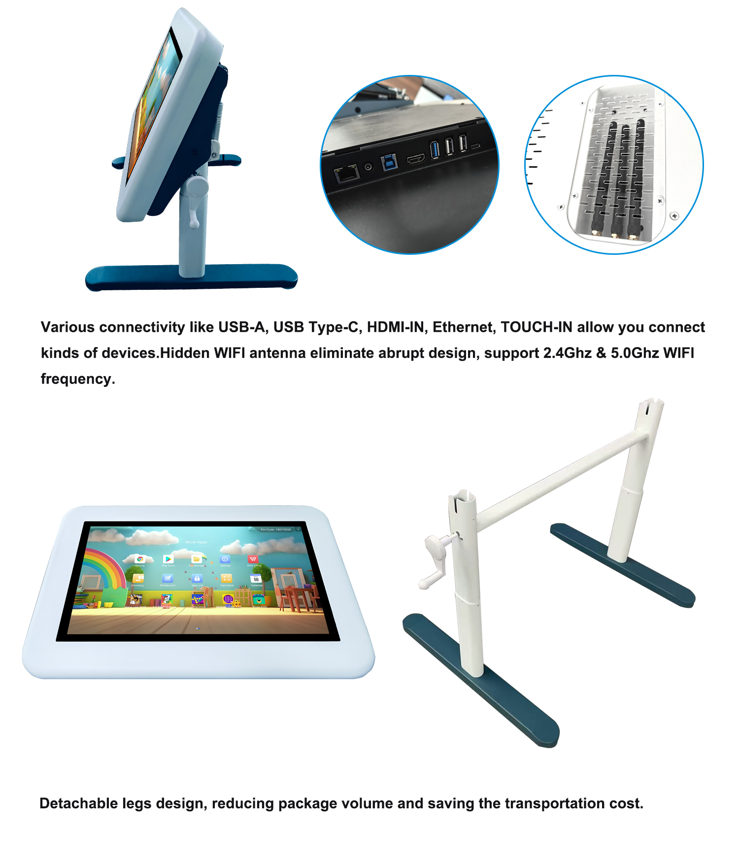 Android LCD Display 20points Touch Screen Table 32" Educational with Height Adjustable