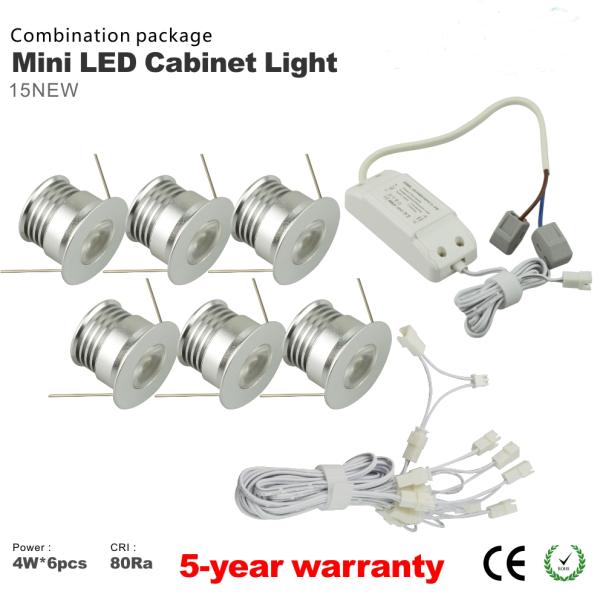 6PCS *4W Mini LED Wine Cabinet Spotlight LED Driver LED Bulbs Recessed Showcase light