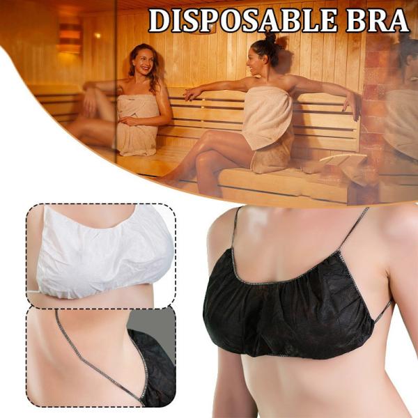 S&J Women Sexy Bra Disposable bra and panties SJ Manufacturer OEM Wholesale Disposable Black Shoulder Straps Bra for Spa Massage