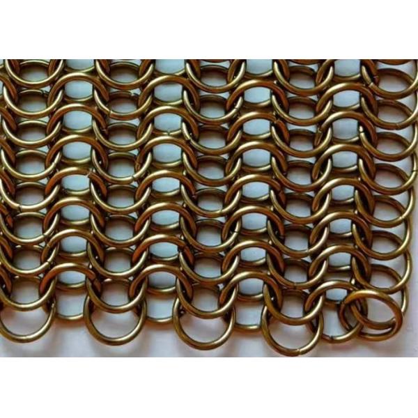 Chainmail Weave Ring Mesh Type Antique Appearance Metal Mesh Drapery With Metallic Color For Window Sun Shade