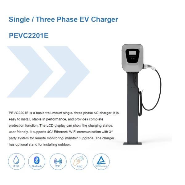 11kW 16A Type 2 Car EV Charger AC EV Charger With 4.3 Inch LCD Display Mode