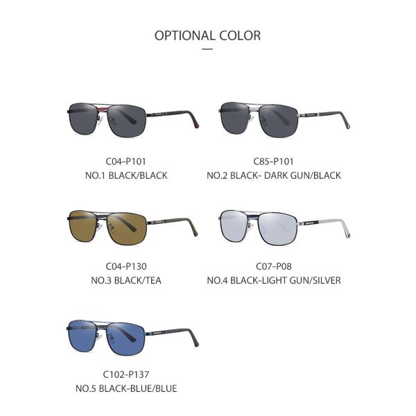 Classic Retro Rectangular Metal Sunglasses Polarized Shatterproof