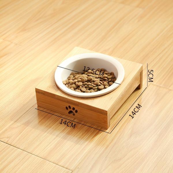 Ceramic Pet Bowl Bamboo Cat Bowl Amazon Double Bowl Dining Table Drinking Dog Bowl Grain Bowl Wooden Cat Bowl