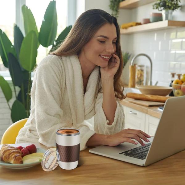 13oz Automatic Stirring Cup Auto Stir Coffee Cup With 2 Stir Bar