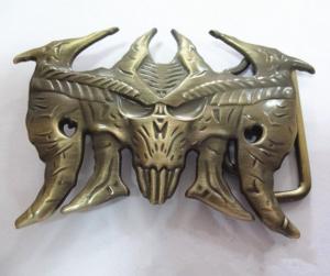 China Vintage bull horn men belt buckles, antique brass OX horn belt buckle for men,custom made, wholesale