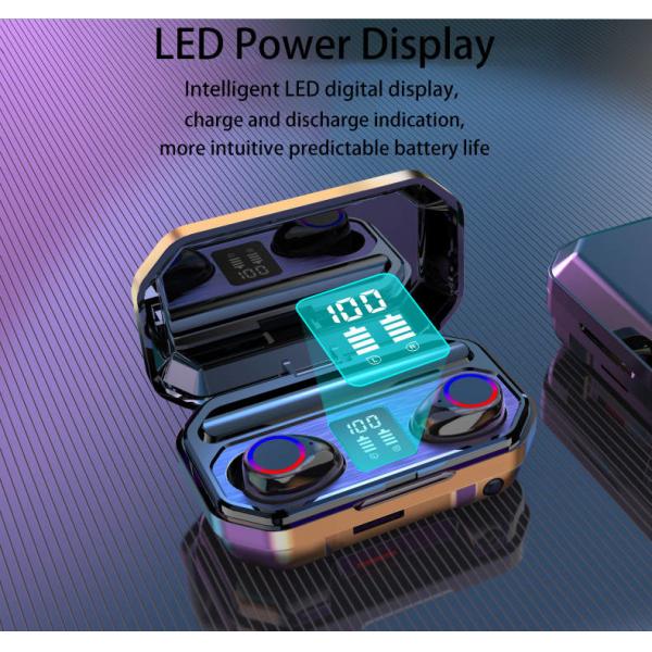 Running Earphones Noise Cancelling Wireless Earbuds Power Bank Flashlight