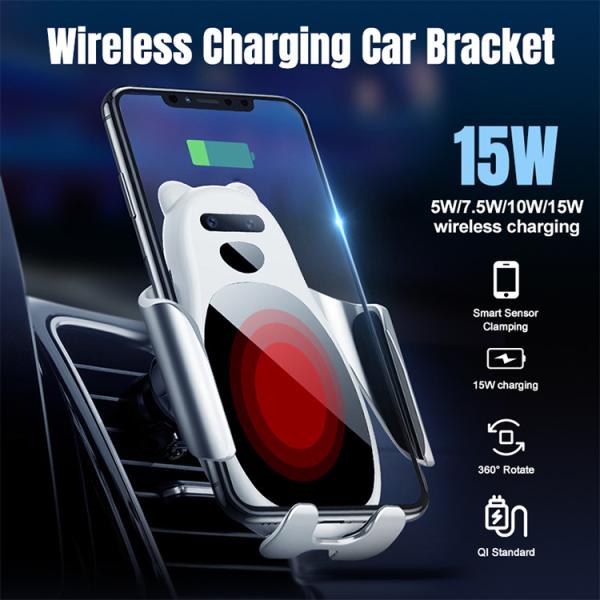 Smart Sensor 6mm QI 15W Car Phone Holder Wireless Charger