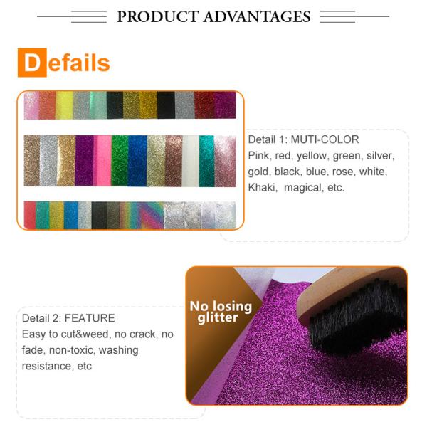 Custom Glitter Heat Transfer Vinyl Sheets For Textile Fabric