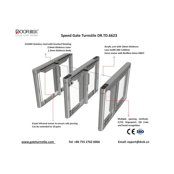 IP42 RS485 SUS304 Waist Height Access Control Turnstile