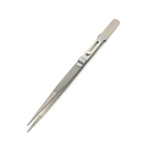 China 16.5cm Elastic Titanium Alloy Gem Tweezers With Groove Lock wholesale