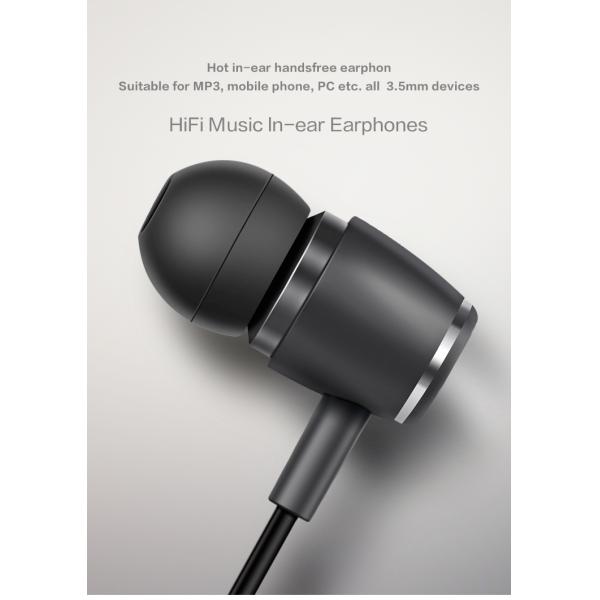 3.5MM Bass Ear Buds Without Mic Wired Earphone Microphone Metal Headphone TPE Cable