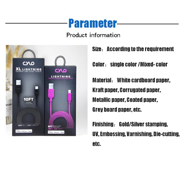 Pantone APET Mobile Accessories Packaging Data Cable Packing Box With Transparent Window