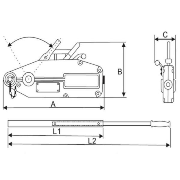 1.6T Tirfor Cable Pulling Tools Wire Rope Winch with steel rope for hoisting