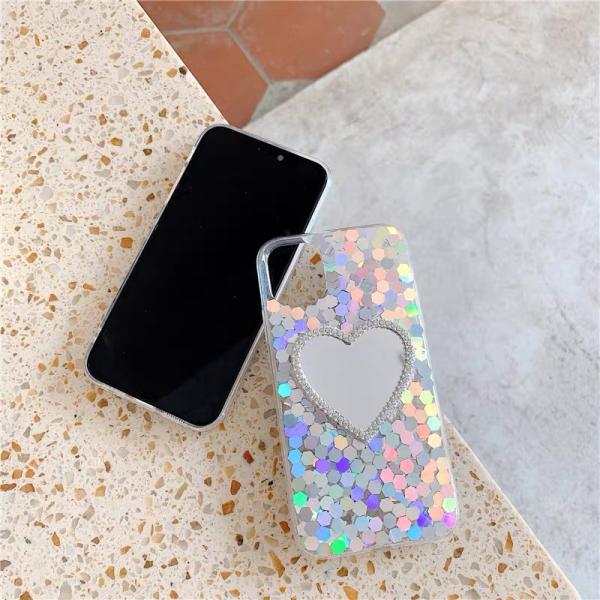 Rehinestone Electroplated Designer Makeup Phone Case With Mirror