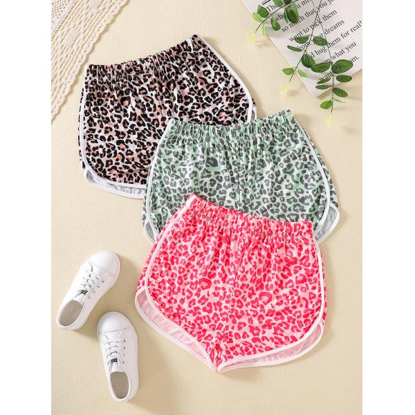 Cotton Polyester Casual Short Pants with Leopard Pattern Printing