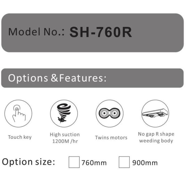 Kitchen Black Touch Screen Ultra Thin Range Hood Stainless Steel