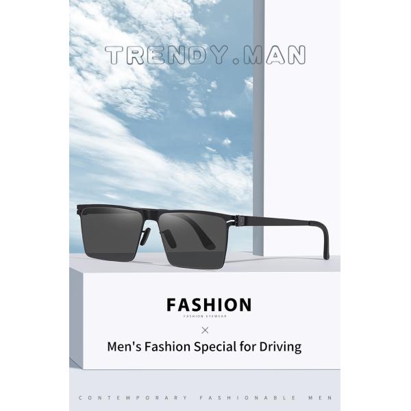 Ultralight Metal Frame Sunglasses Double UV Coating , Male Sunglasses For Driving