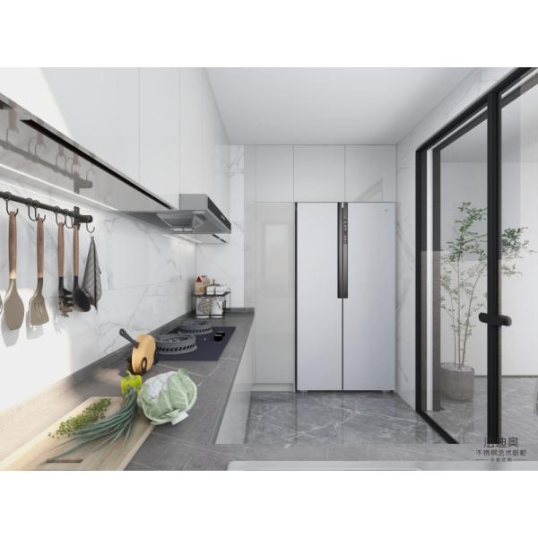 Durable Stainless Steel Construction Modern Kitchen Cabinet With Sleek White Doors