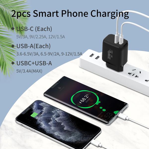 US EU UK EU Plug 20W PD Fast Charger USB C PD Adapter USB C Wall Charger