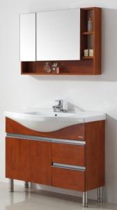 China Floor mounted MFC Bathroom Vanity,Wood grain bathroom cabinet,Alum door bathroom cabinet on sale