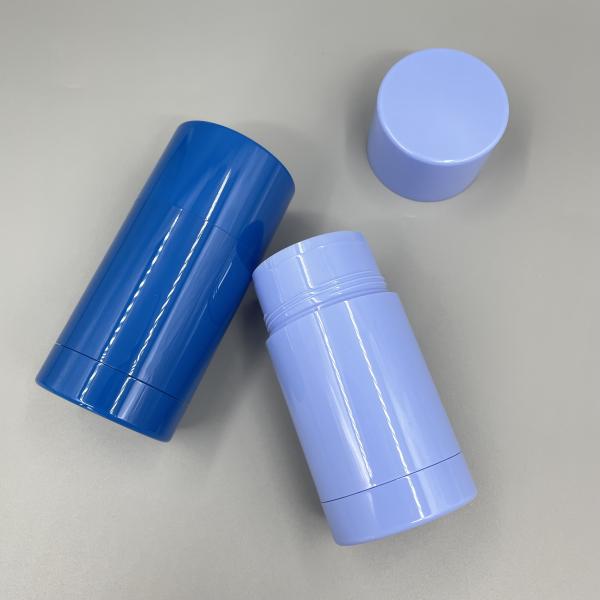 Blue Push Up Deodorant Stick Empty Containers Round 50g 75g Customized Logo