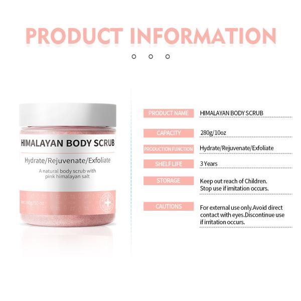 Unscented Scent OEM Skin Care Products Removes Dead Skin Cells Pink Exfoliator Himalayan Salt Body Scrub