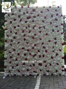China UVG summer outdoor ivory artificial flower wall wedding backdrop for stage decoration CHR1136 on sale