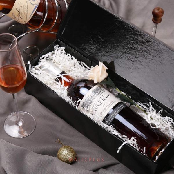 Foldable Embossed Wine Gift Box Packaging , Liquor Bottle Gift Box Cardboard Glossy Black