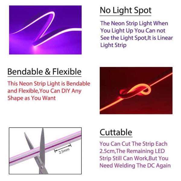 12VDC Cuttable Silica Gel Neon Flex LED Strip Flexible Waterproof SMD2835