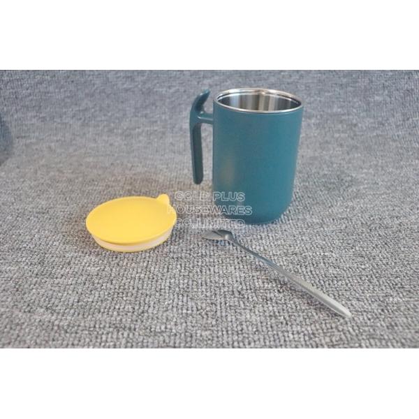 Classic Green Red Detachable Stainless Steel Coffee Mug With Spoon