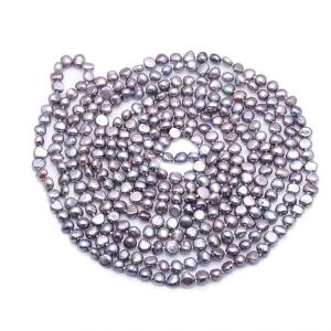 China Gray 7-8mm Freshwater Cultured Potato Shape Pearls Necklace 100 inches (FN08283GRAY) on sale