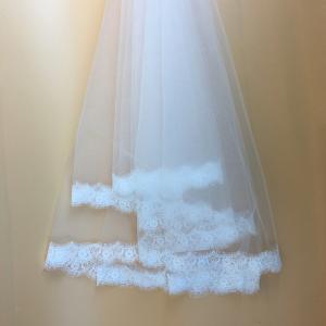 China 39‘’--118‘’ Ivory/White Bridal Veil Eyelase French Lace Edge  Wedding Accessories wholesale