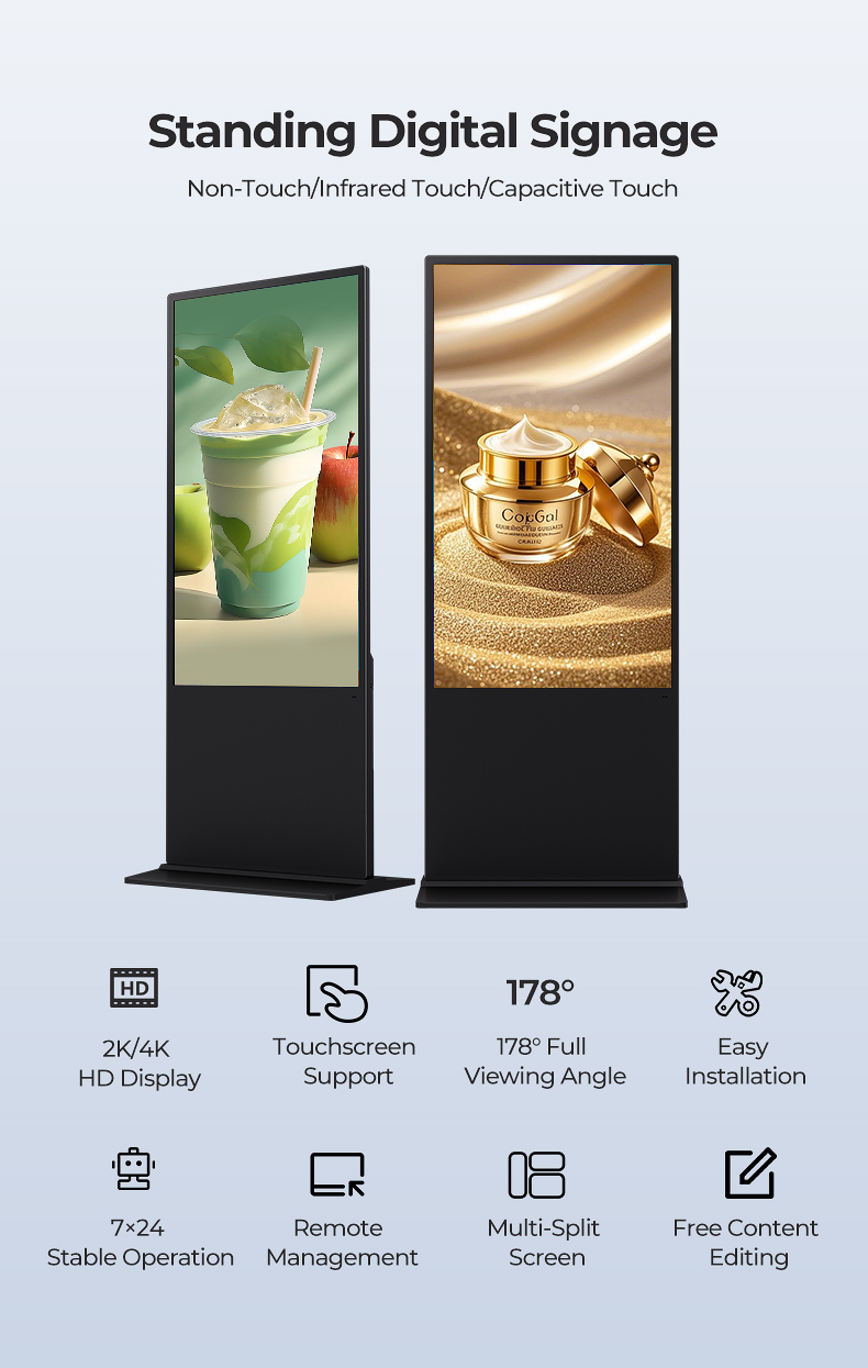 Dustproof Indoor LCD Infrared Touch Screen Advertising Player Display Floor Standing Totem Kiosk