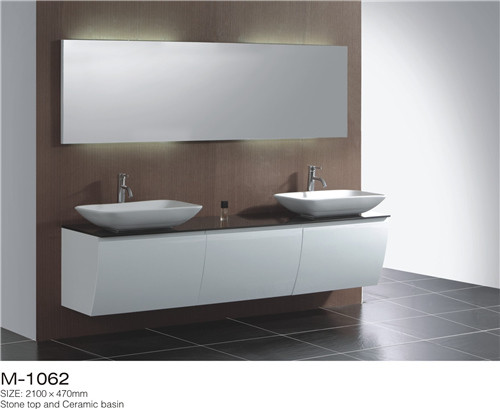 MDF Material Double Sink Vanity Unit , Wall Mounted Bathroom Cabinet Size 1200*420mm