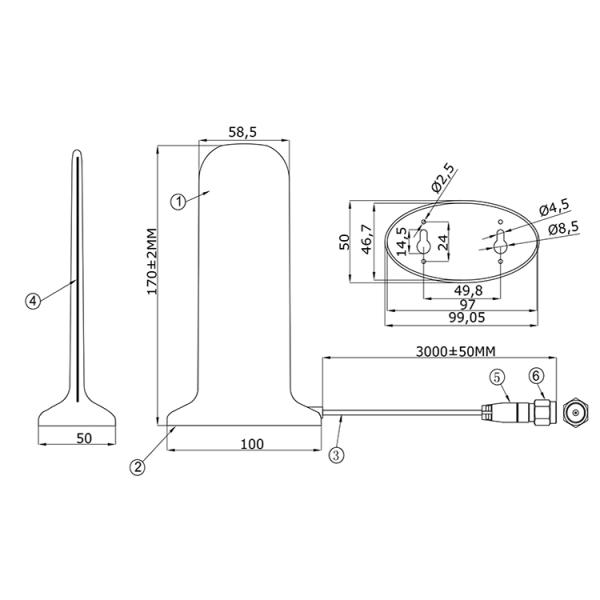 4G LTE Magnetic Omni Wifi Antenna 690MHz 2700MHz With Magnetic Sucker