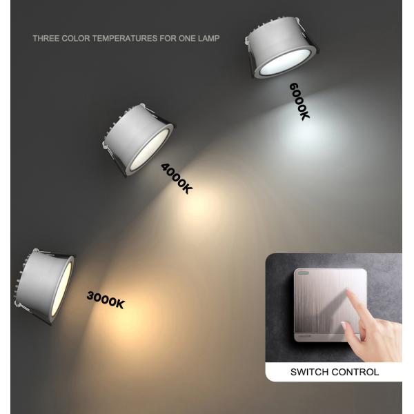 Anti Dazzle Round Recessed Downlight Ip44 6000K Embedded Ceiling Light