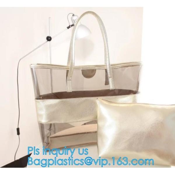Pvc Customized Women Clear Bag Waterproof Shoulder Bag With Cosmetic, pvc clear beach bags/ pvc shoulder bag factory