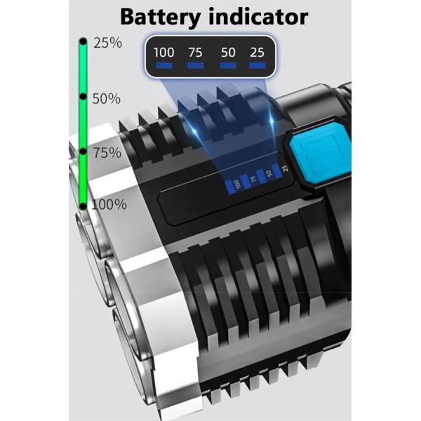 1000 Lumens 4led Rechargeable Cob Flashlight Multifunctional Led Flashlight