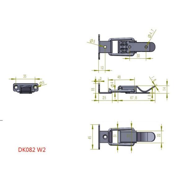 DK080-W2 Quick Release Toggle Latch Steel Metal Draw Latch For Tricycle Minivan