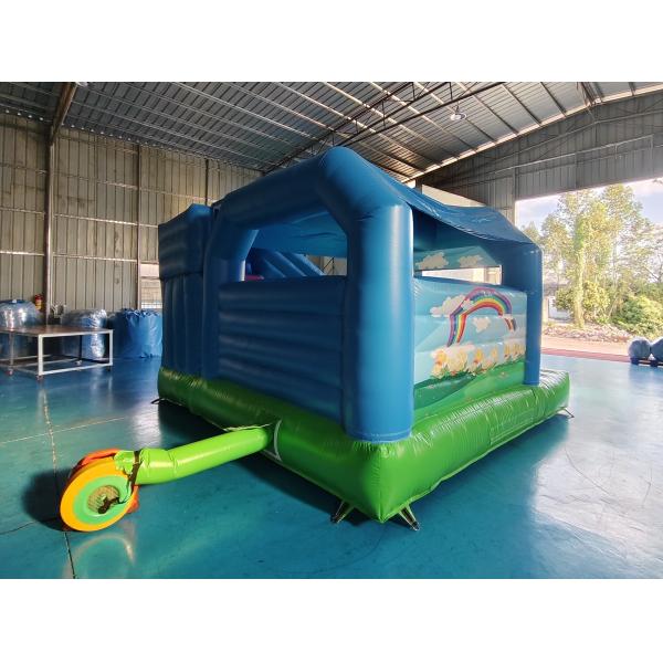 PVC Tarpaulin Inflatable Bounce House With Slide Blue Sky Inflatable Combo For Outdoor Indoor Kids