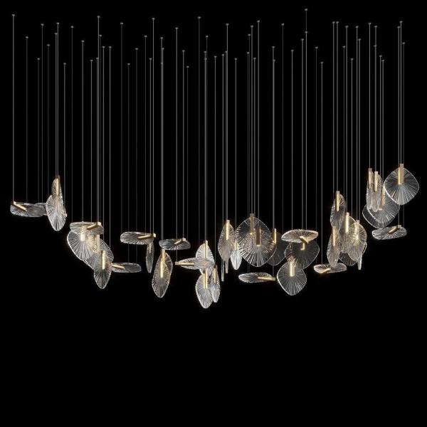 Off-Standard Custom Whole House Chandelier Glass Disc Metal Art Piece Lights