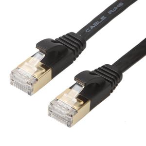 China Practical Black Cat6 Flat Ethernet Cable With Gold Shielded Snagless Rj45 Connectors wholesale