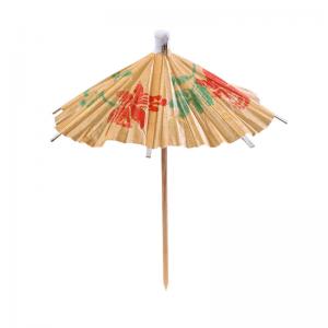 China Disposable Fruit Skewers Bamboo Umbrella 14cm Length Pink Blue on sale