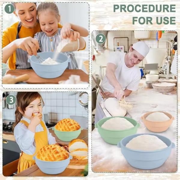 Upgraded Silicone Sourdough Bread Proofing Basket With Handles - Reinforced Rim Support, 9 Inch Round Foldable Bowls For Sourdough Bread Baking, Oven