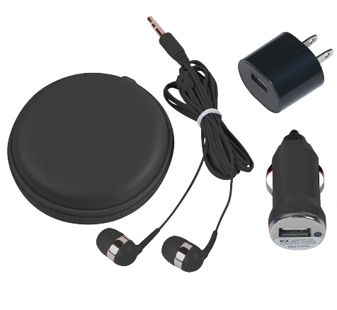 Freeuni Earphone Travel Kit packaging +car charger+travel charger Universal travel charger