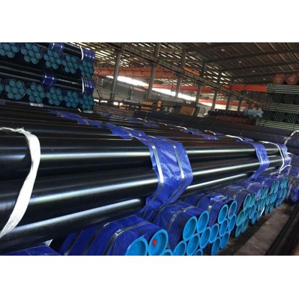 Straight Seamless ERW Black Steel Pipe , Grade B Welded Round Steel Tube