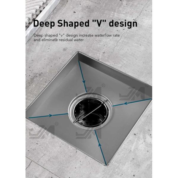 Stainless Steel 304 Shower Floor Drain Square Shape With Satin Polished Finish