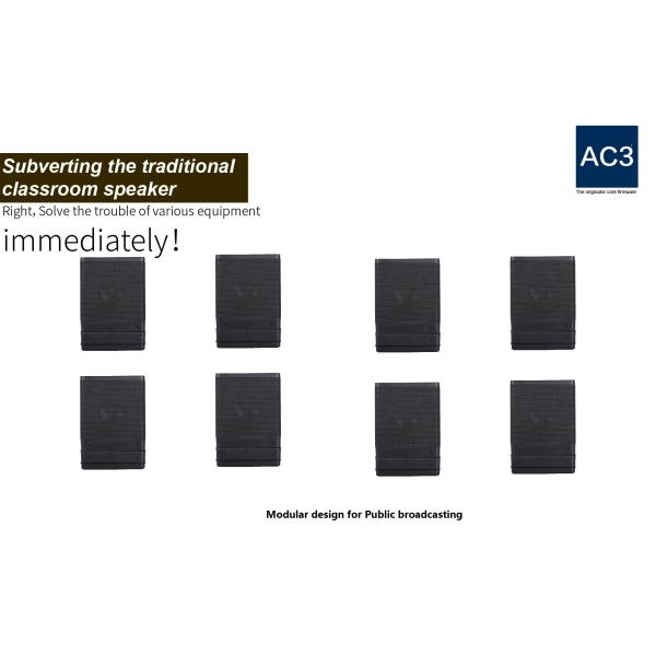 Three-sided smart sound speaker active speakers with wireless microphones for use in classrooms and conference rooms