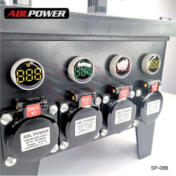Vlotage Meter Display 8 Way Output 3P 16A Power Distro Boxes